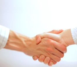 Two hands shaking, like in business.